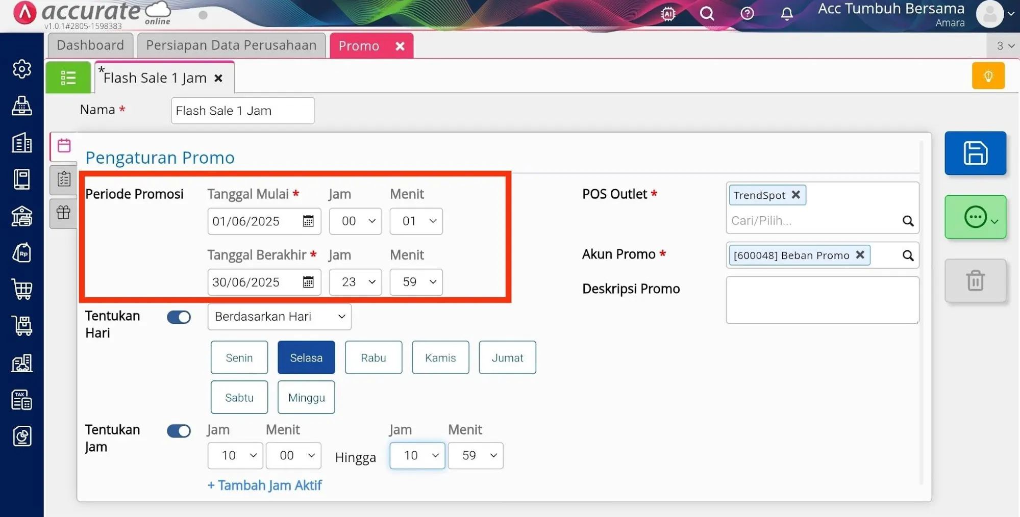 3 Cara membuat promo flash sale pada Accurate POS